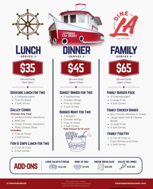 The Galley Dine LA menu
