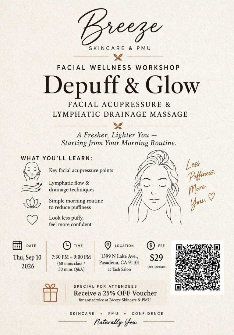 Breeze skincare depuff and glow workshop flyer updated
