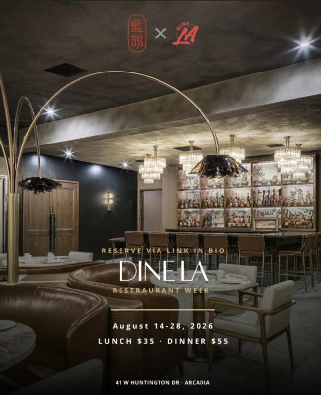 Dine LA flyer for Blue Magpie with interior of restaurant