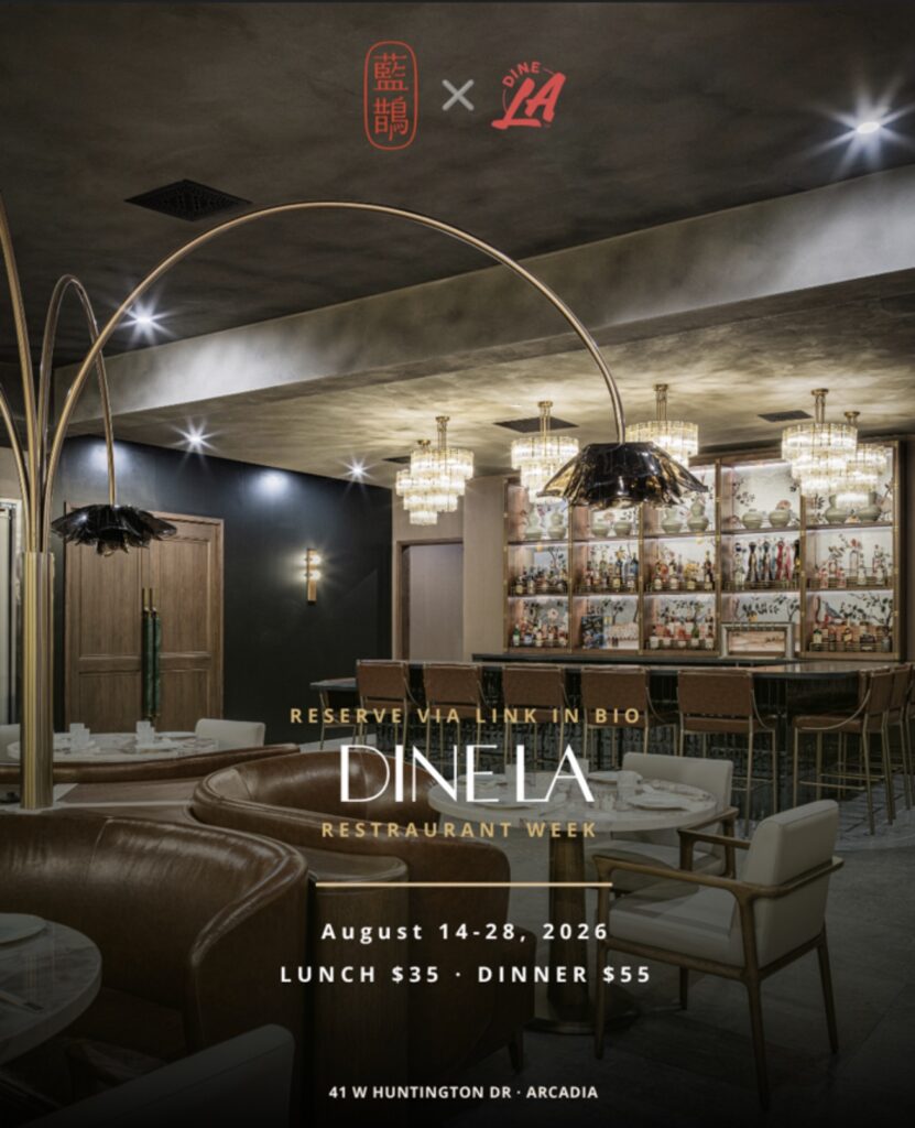 Dine LA flyer for Blue Magpie with interior of restaurant 