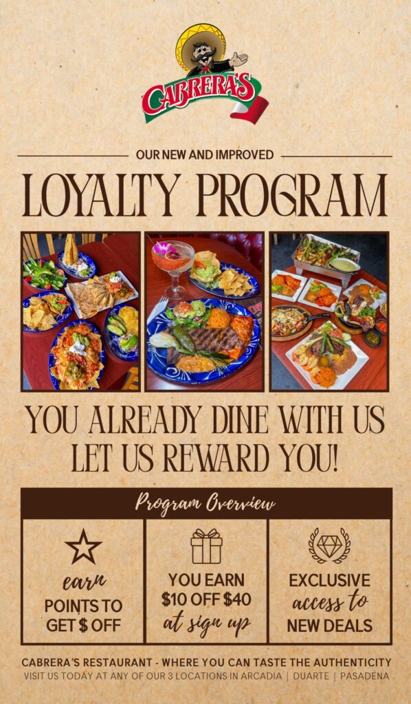 loyalty reward program from Cabrera's flyer 