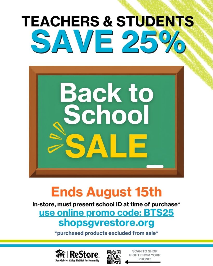 ReStore back to school sale flyer 