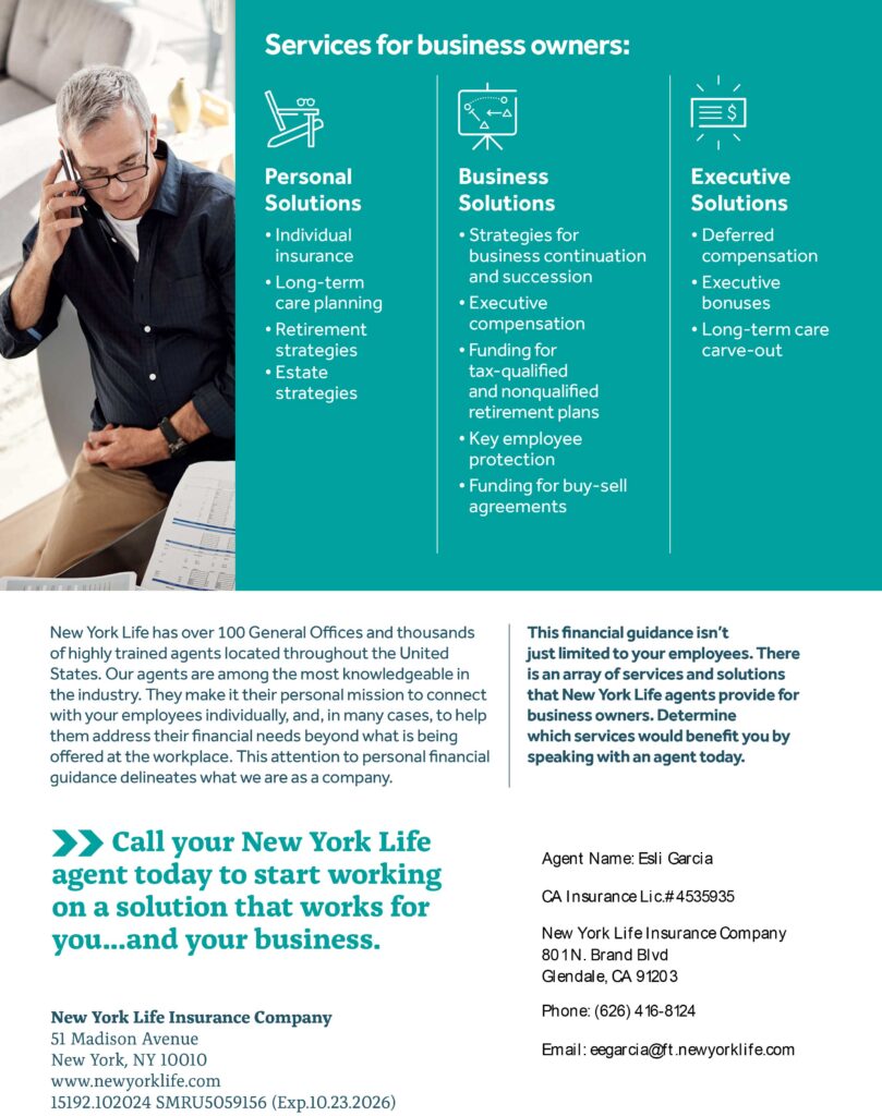 small business cimmitment flyer from Esli Garcia of New York Life