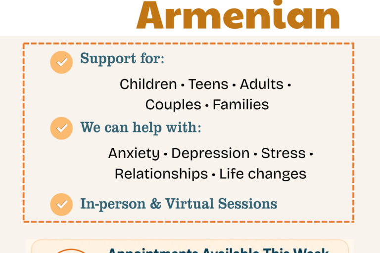 Aspire Counseling has therapy in Armenian flyer