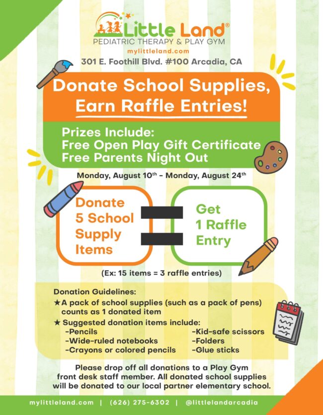 Little Land back to school donation drive flyer