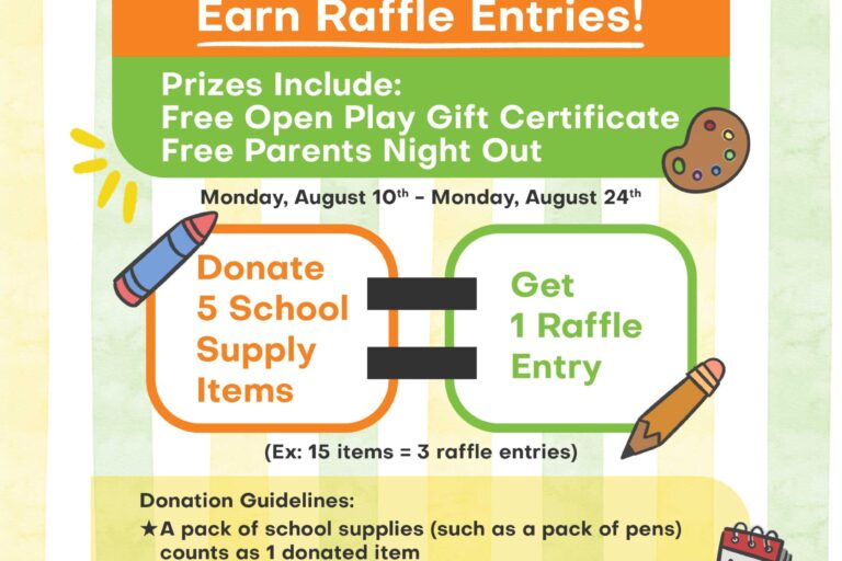 Little Land back to school donation drive flyer