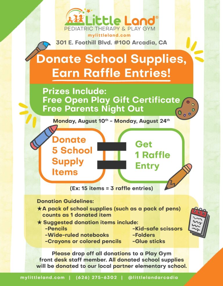Little Land back to school donation drive flyer