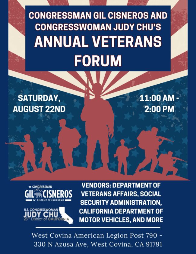Judy Chu's annual veteran's forum flyer