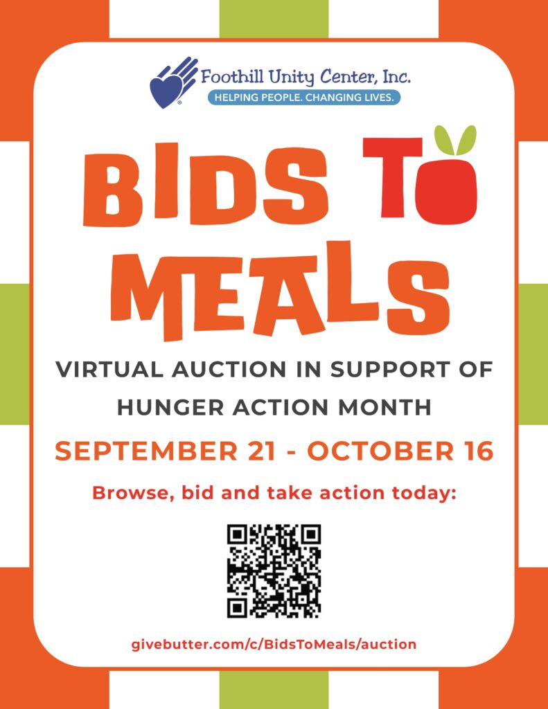 bids to meals flyer from Foothill Unity Center 