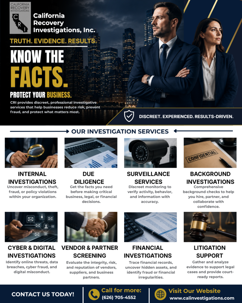 know the facts with California Recovery Investigations flyer