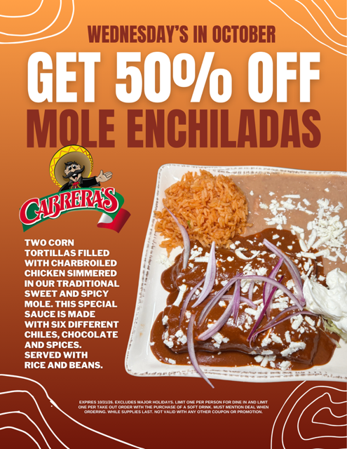 October specials flyer from Cabrera's 