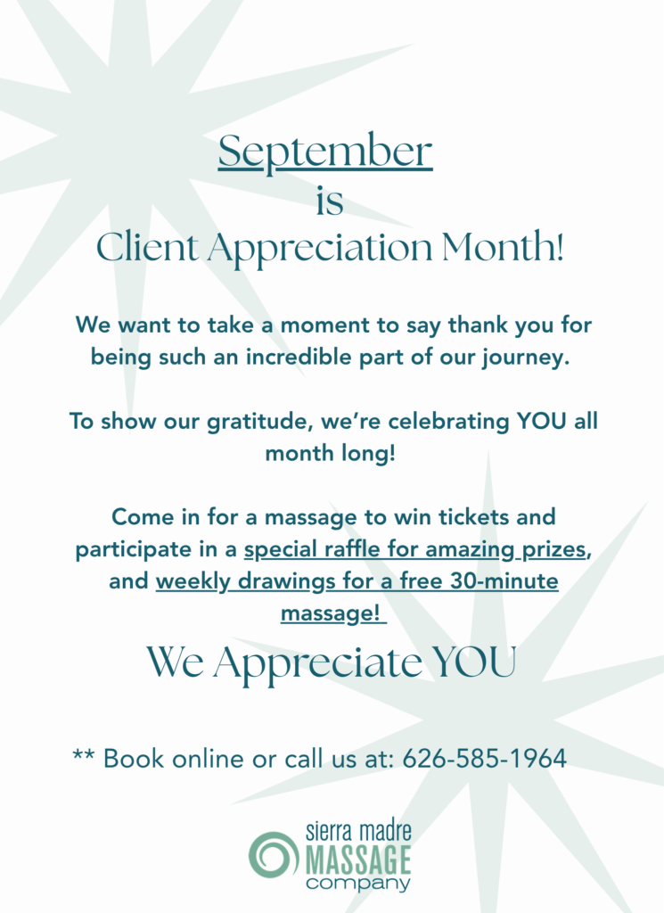 client appreciation from Sierra Madre Massage