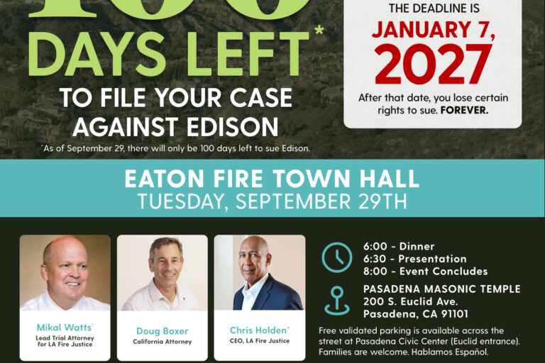 100 days left to file against Edison flyer from LA Fire Justice