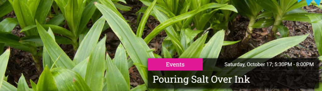 Pouring Salt over Ink banner for LA Arboretum 