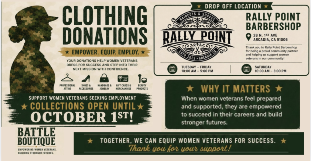 Rally Point Barber Shop clothing donation drive 