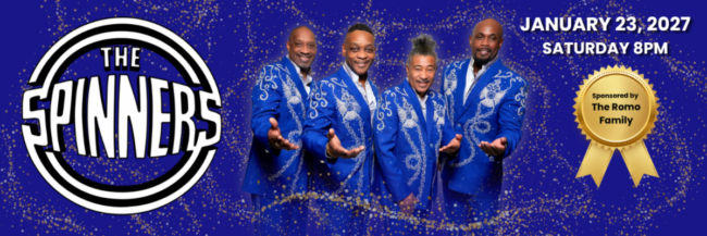 banner for the Spinners musical group