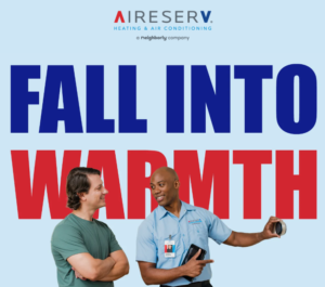 fall into warmth banner with Aire Serv