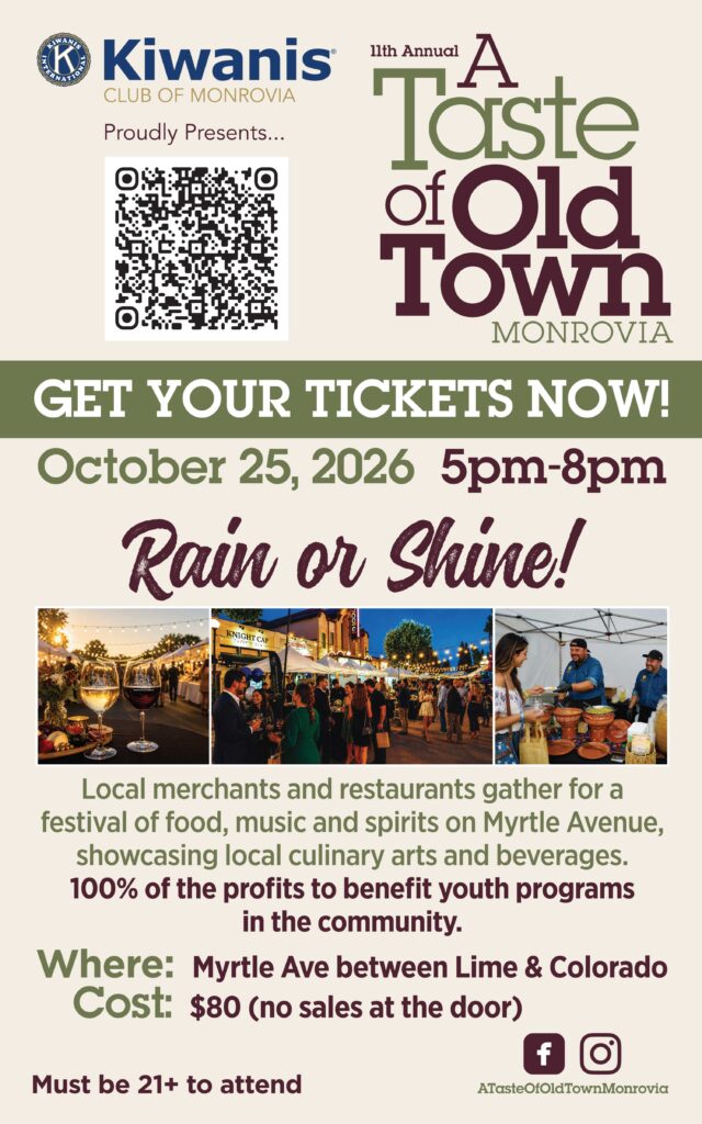 a Taste of Old Town Monrovia flyer from Monrovia Kiwanis