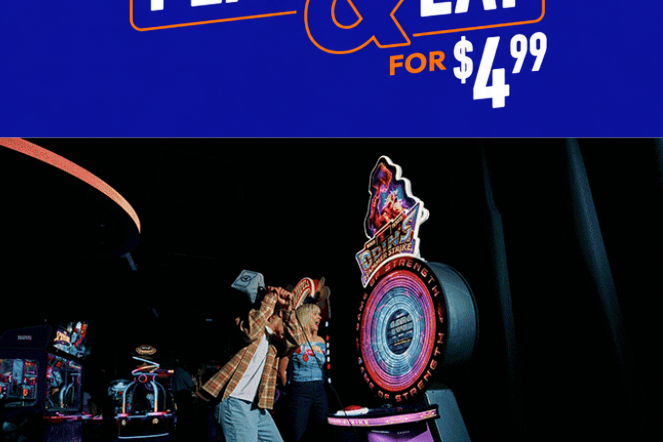 Dave & Buster's play and eat banner