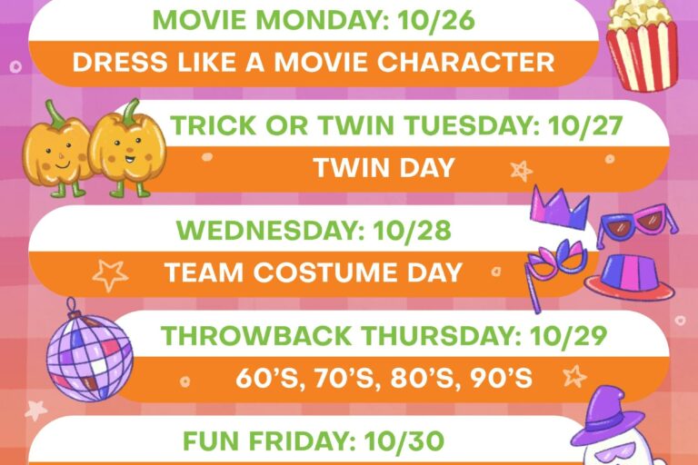LittleLand Halloween Spirit week flyer of information