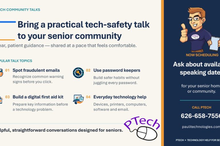 PTech senior assistance flyer of information