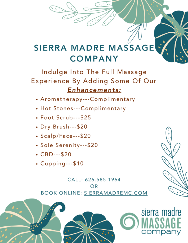 sierra madre massage october specials flyer