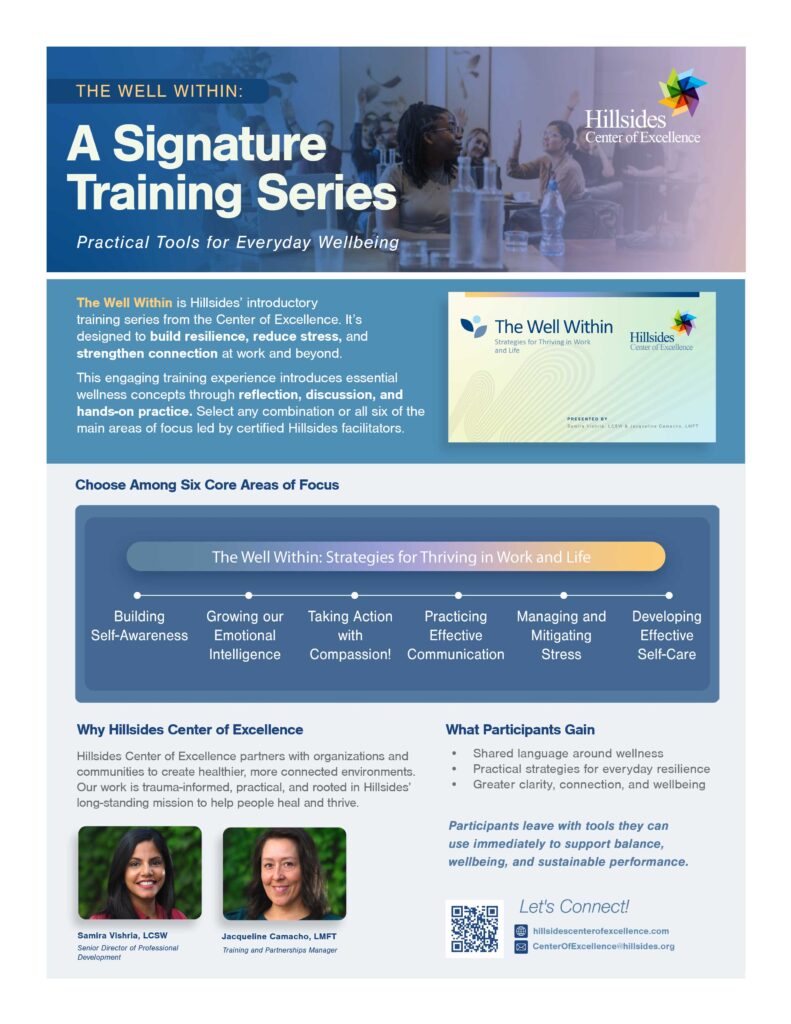 Hillsides well within training series flyer 