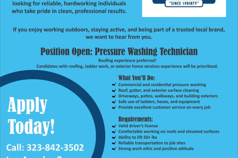 Whales Pressure Washing hiring flyer