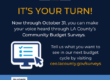 it's your turn info flyer for LA County budget survey