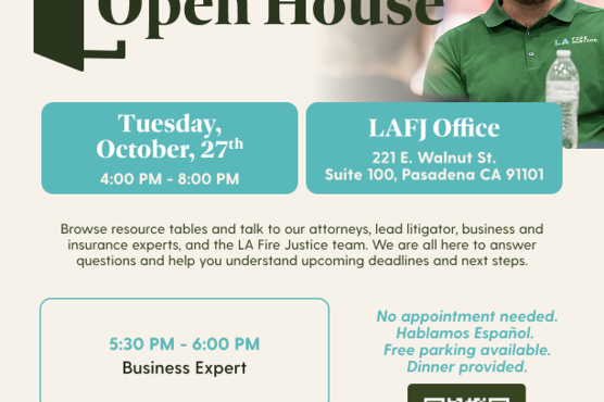 LA Fire Justice open house flyer