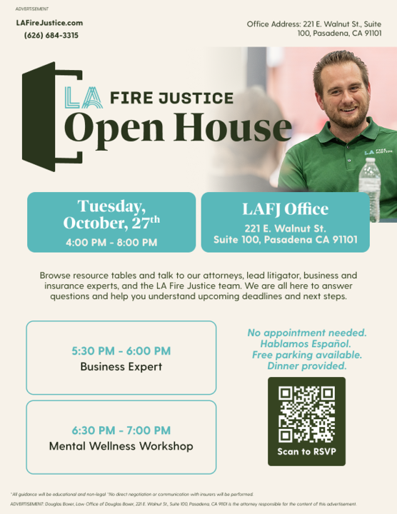 LA Fire Justice open house flyer